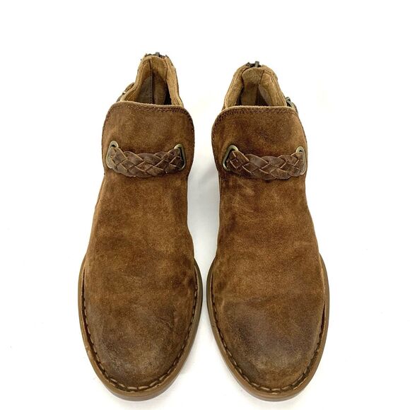 Born Sylvia Distressed Suede Ankle Booties Womens Size 7 M Tobacco Combo Brown - Picture 12 of 13
